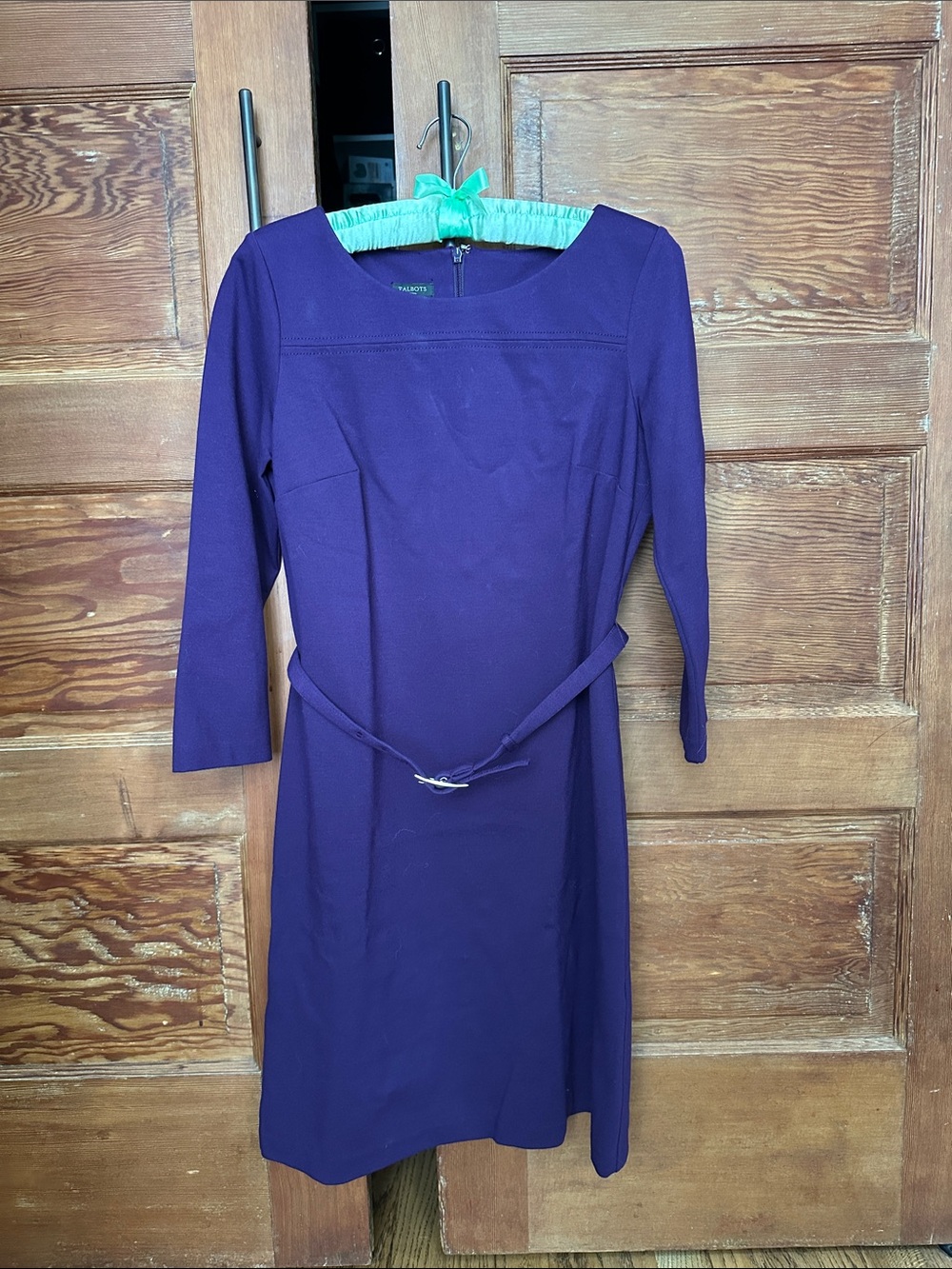 Dark Purple / Eggplant Sheath Dress with Waist Belt - Women